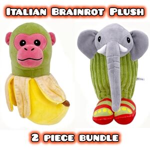 Italian Brainrot Plush Gift Bundle Chimpanzini Bananaini Monkey & Lirili Larila